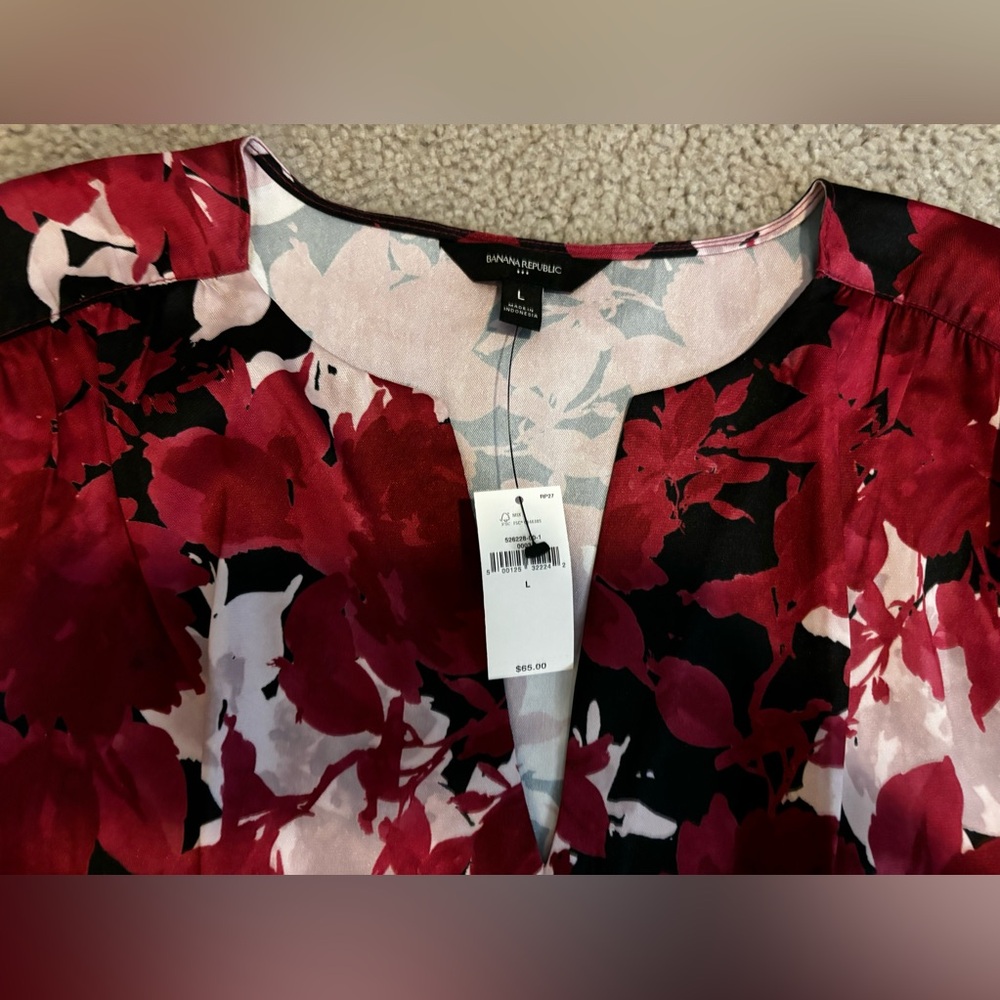 Banana Republic Factory Multi-Floral Dolman Sleeve Blouse (Large)